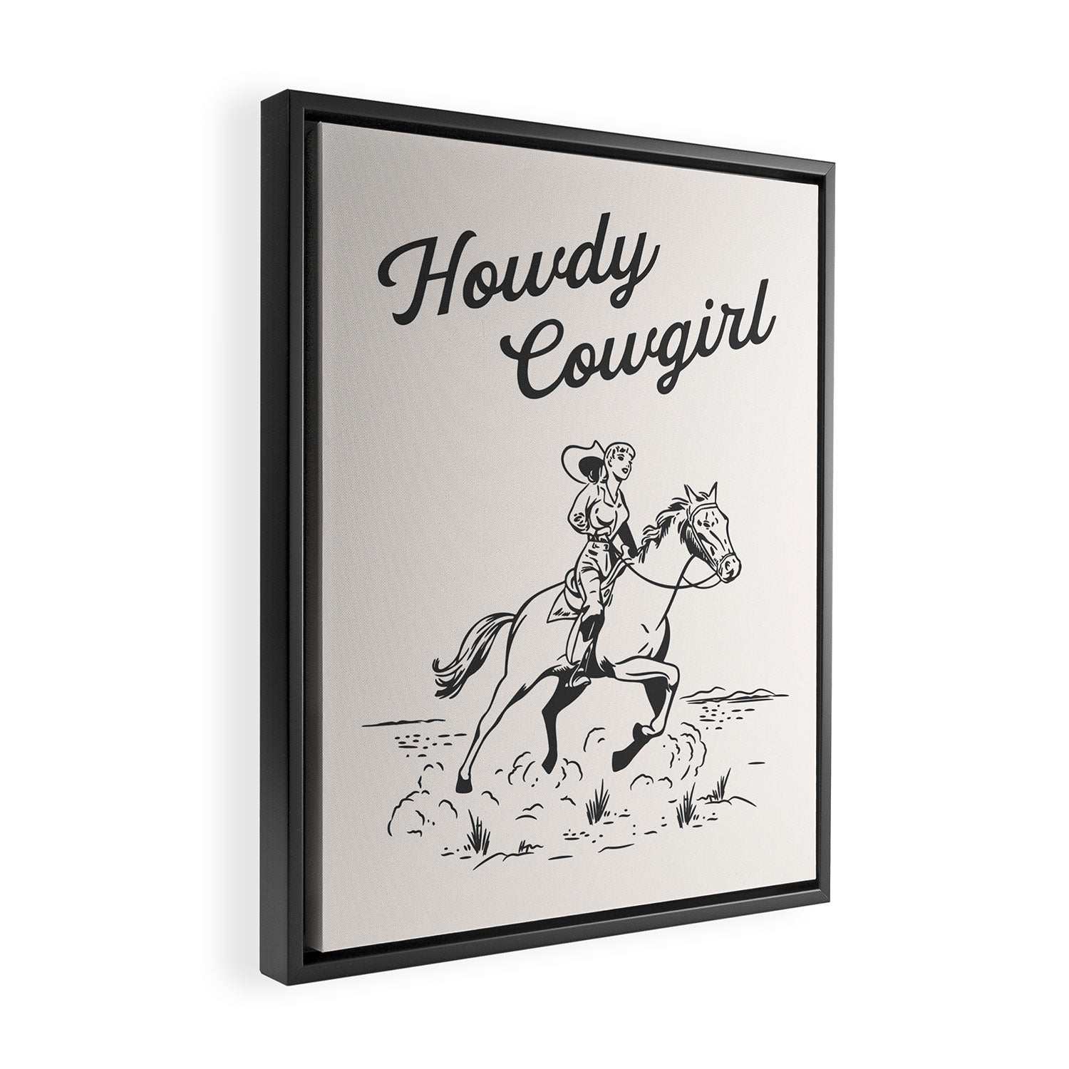 Howdy Cowgirl Black Framed Canvas Print Gallery Image 2