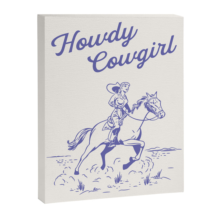 Howdy Cowgirl Blue Canvas Print Gallery Image 1
