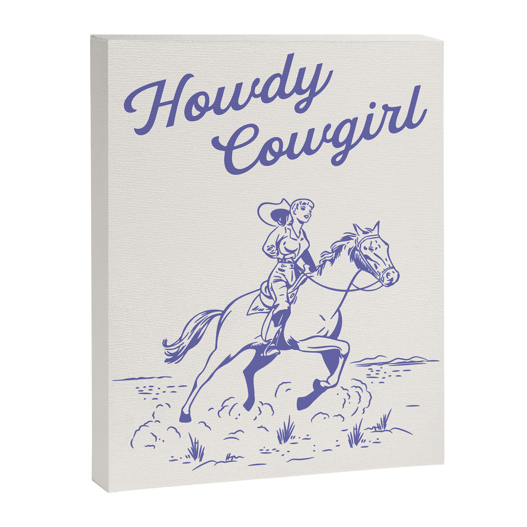 Howdy Cowgirl Blue Canvas Print Gallery Image 6