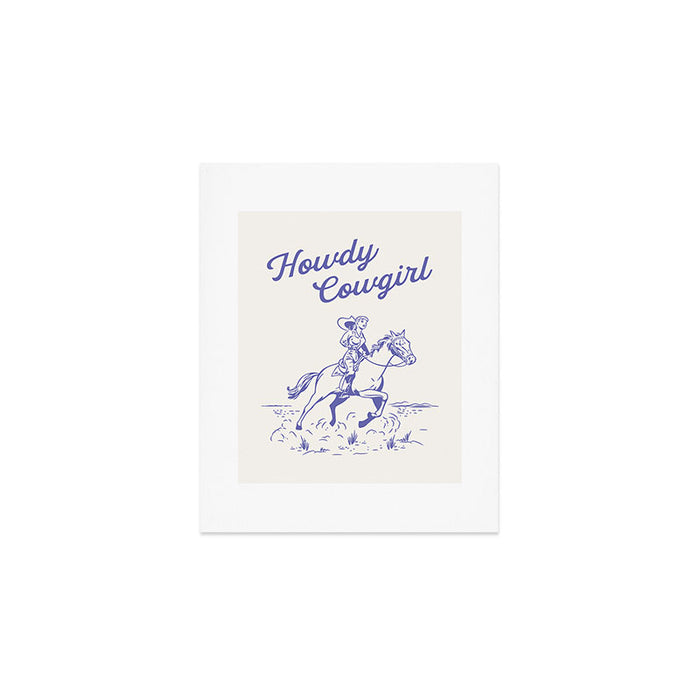 Howdy Cowgirl Blue Art Print Gallery Image 1