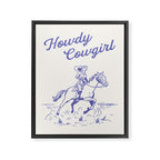 Howdy Cowgirl Blue Framed Canvas Print Gallery Image 6
