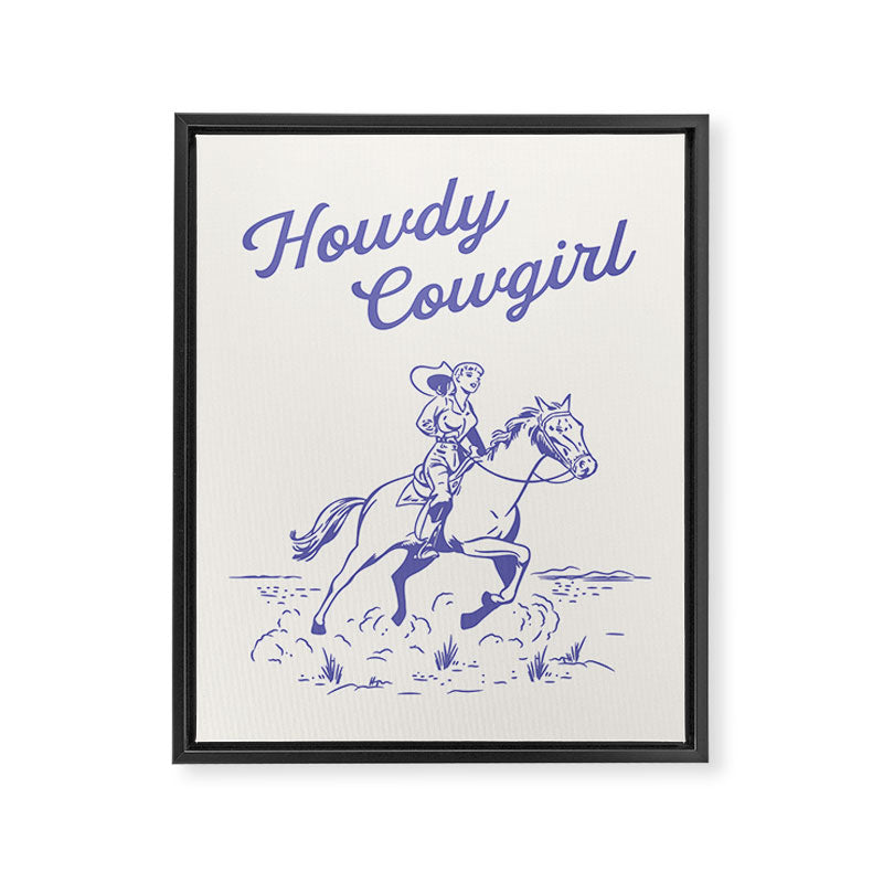 Howdy Cowgirl Blue Framed Canvas Print Gallery Image 6