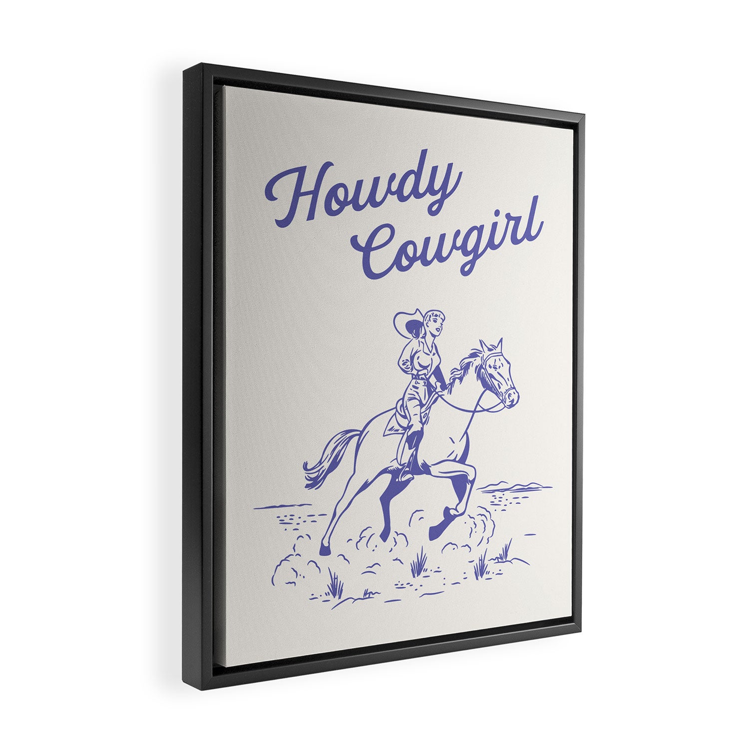Howdy Cowgirl Blue Framed Canvas Print Gallery Image 2
