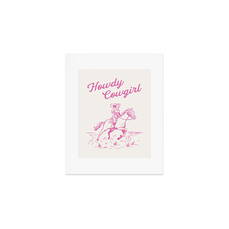 Howdy Cowgirl Pink Art Print Gallery Image 1