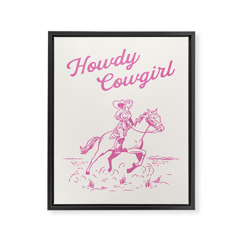 Howdy Cowgirl Pink Framed Canvas Print Gallery Image 6