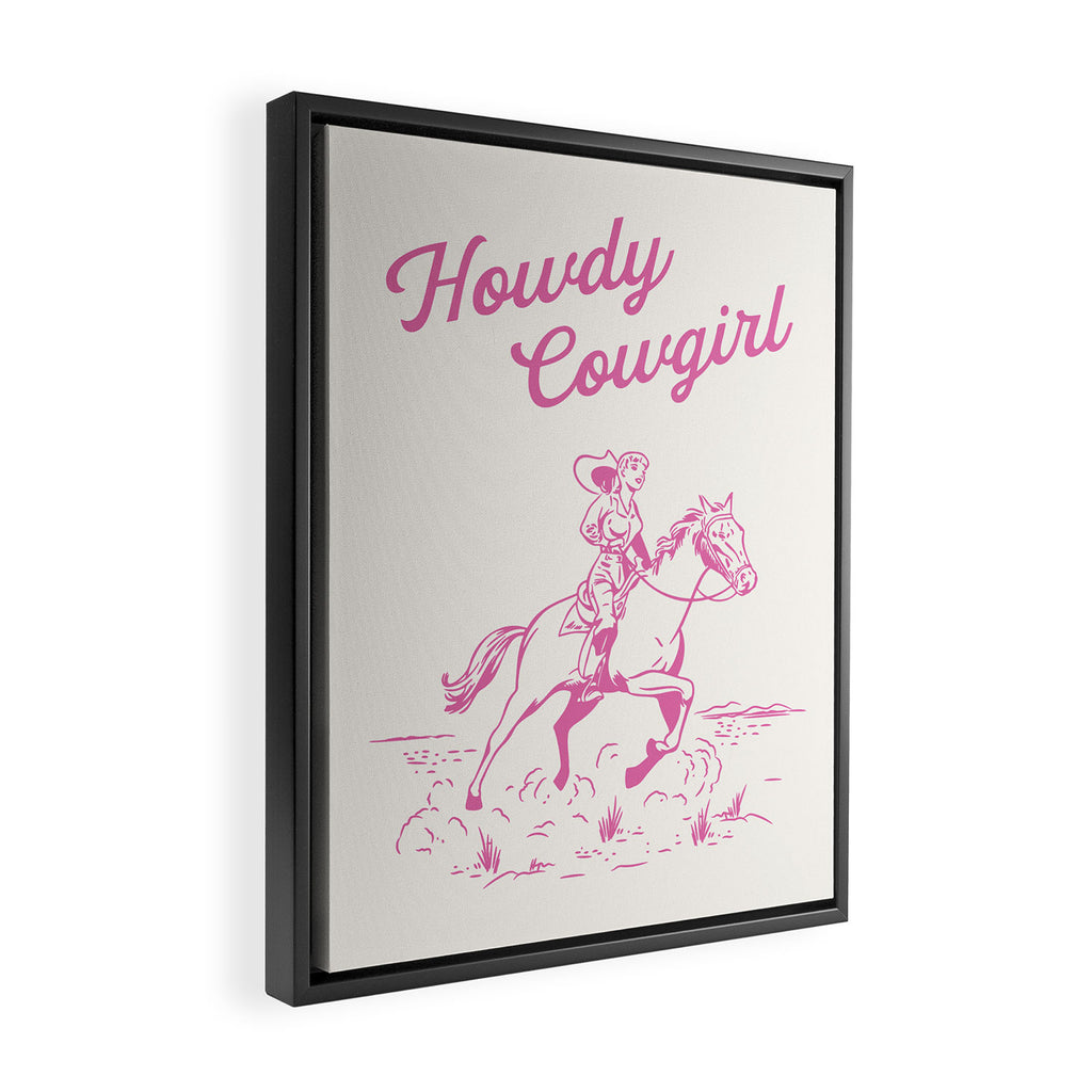 Howdy Cowgirl Pink Framed Canvas Print Gallery Image 2
