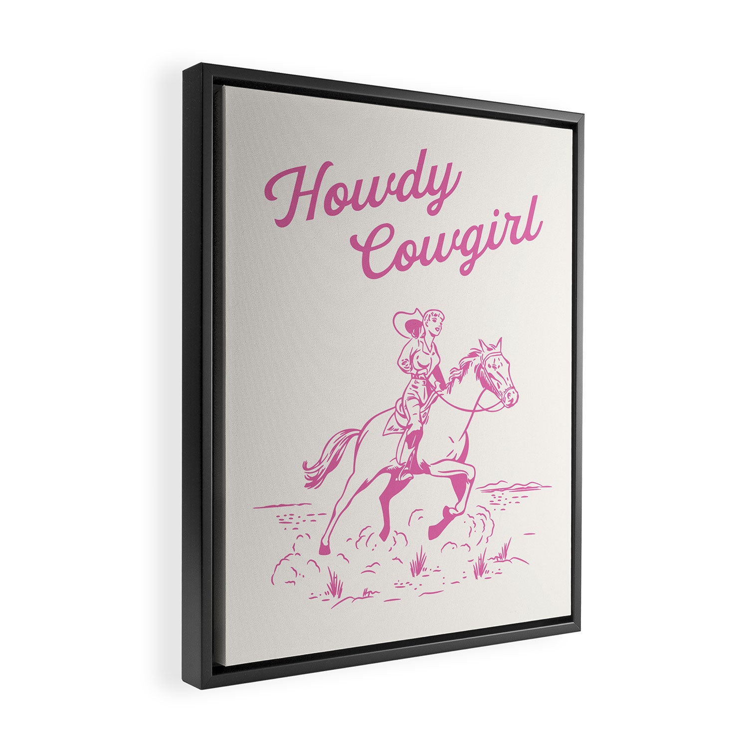 Howdy Cowgirl Pink Framed Canvas Print Gallery Image 2