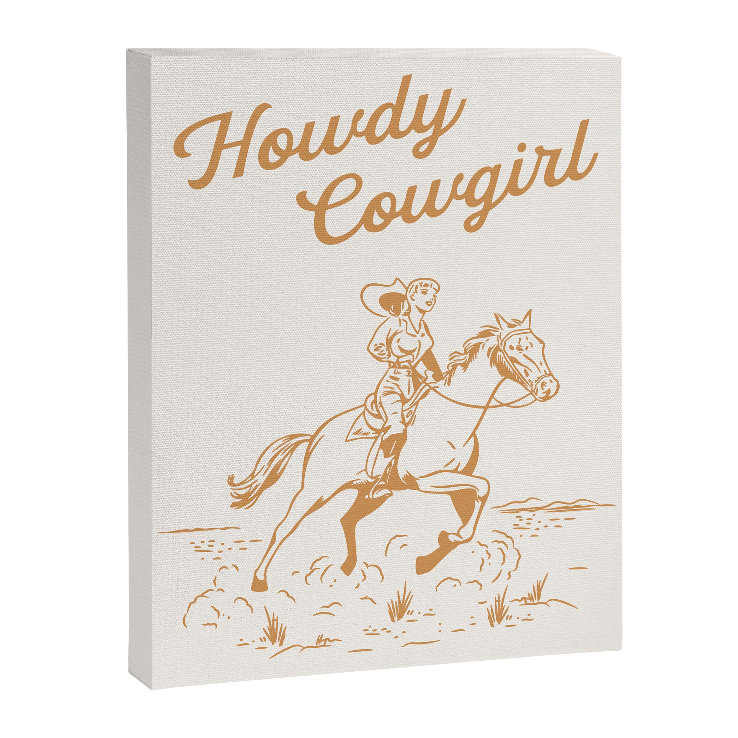 Howdy Cowgirl Tan Canvas Print Gallery Image 6