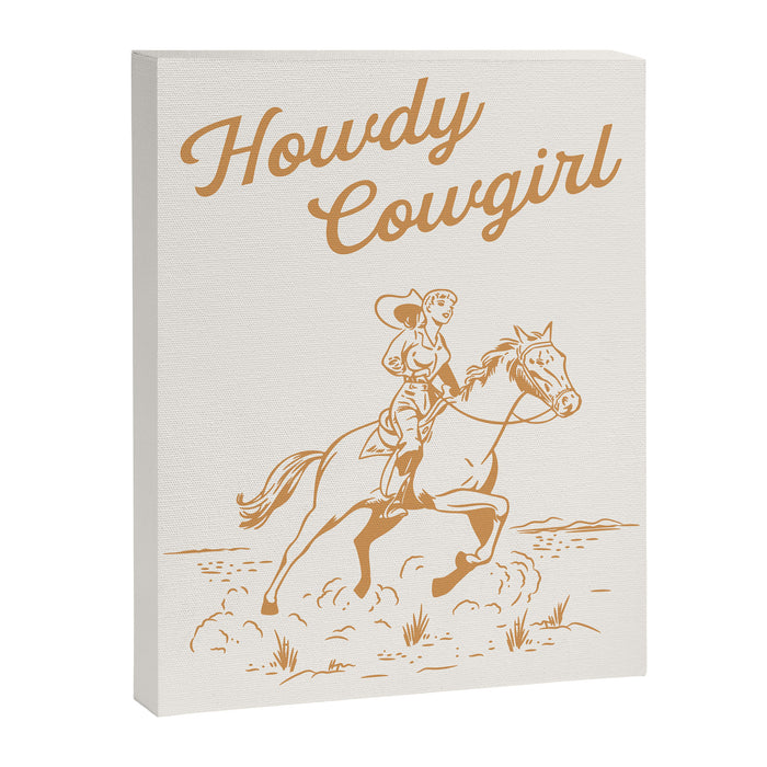 Howdy Cowgirl Tan Canvas Print Gallery Image 1