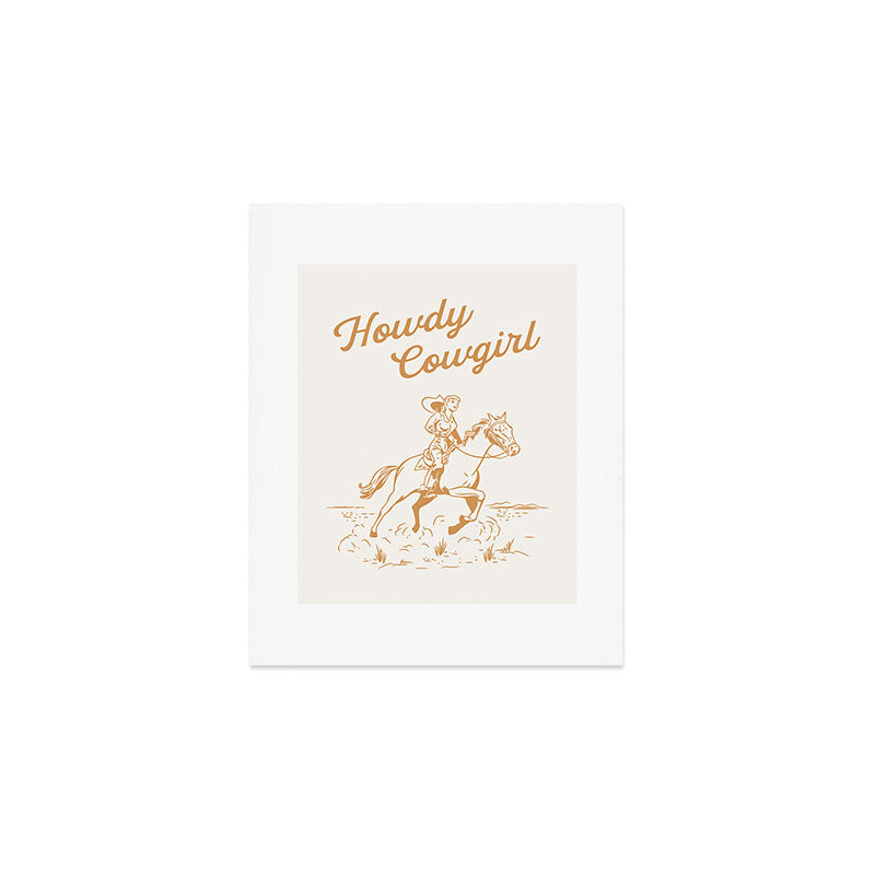 Howdy Cowgirl Tan Art Print Gallery Image 1