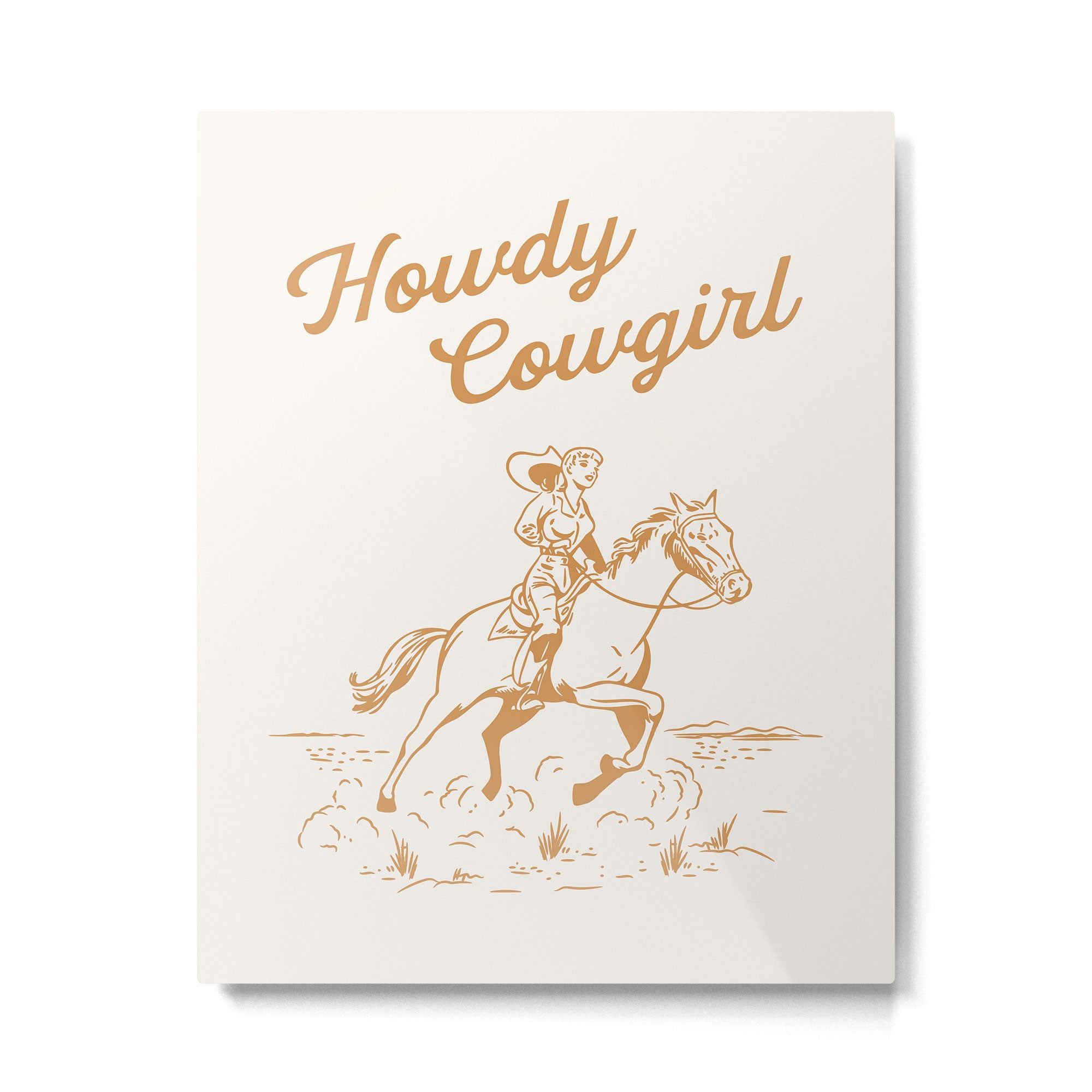Howdy Cowgirl Tan Metal Print Gallery Image 4