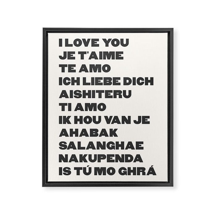 I Love You Black Framed Canvas Print Gallery Image 1