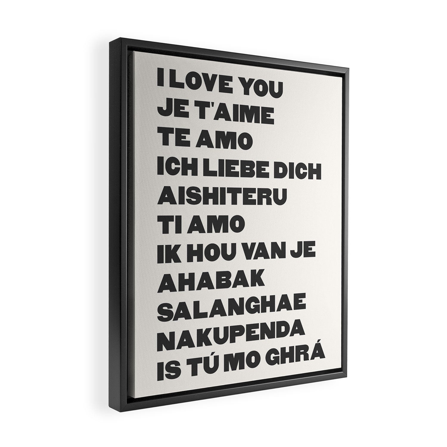 I Love You Black Framed Canvas Print Gallery Image 2