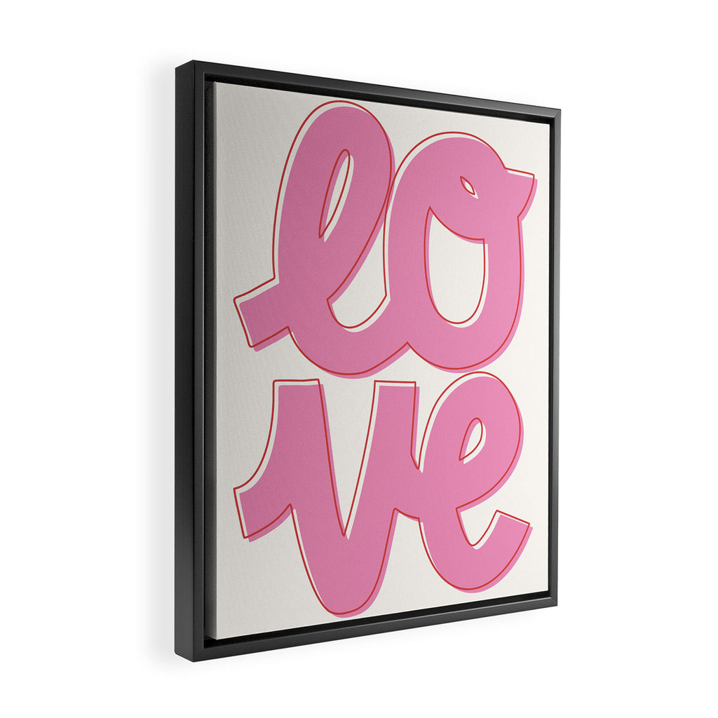 Love Script Pink Framed Canvas Print Gallery Image 2
