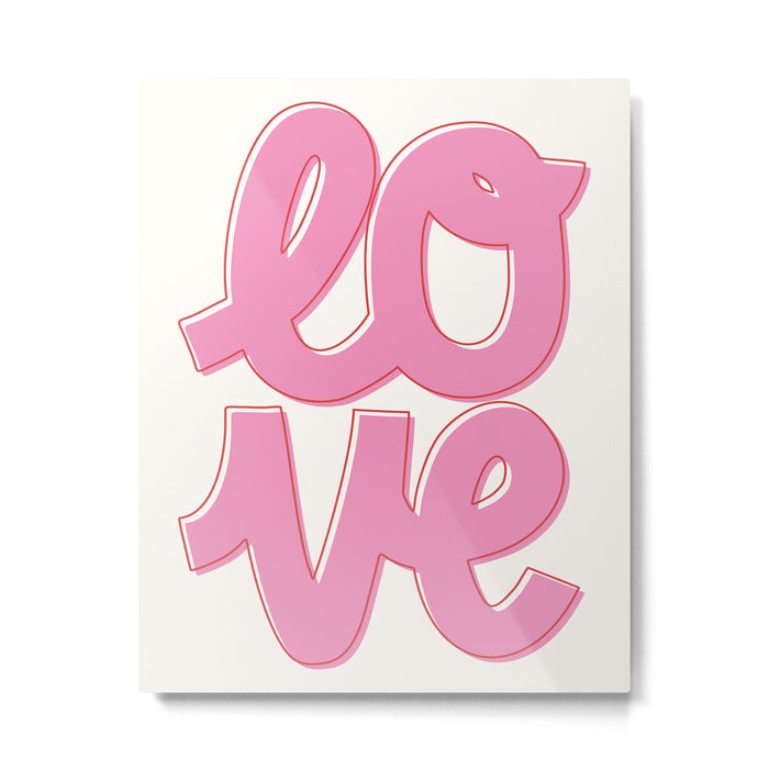 Love Script Pink Metal Print Gallery Image 1
