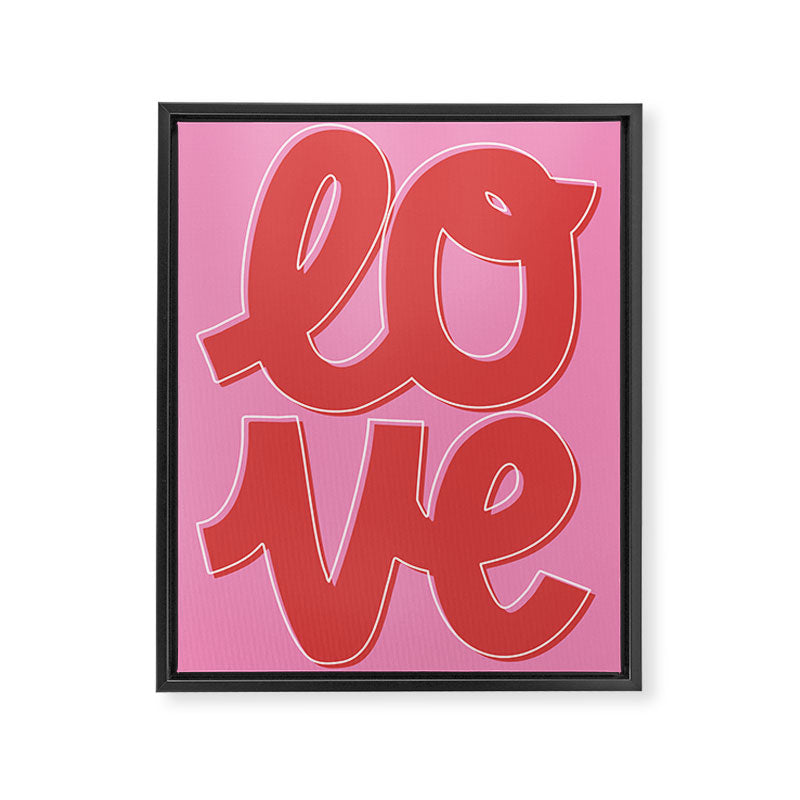 Love Script Pink Red Framed Canvas Print Gallery Image 6