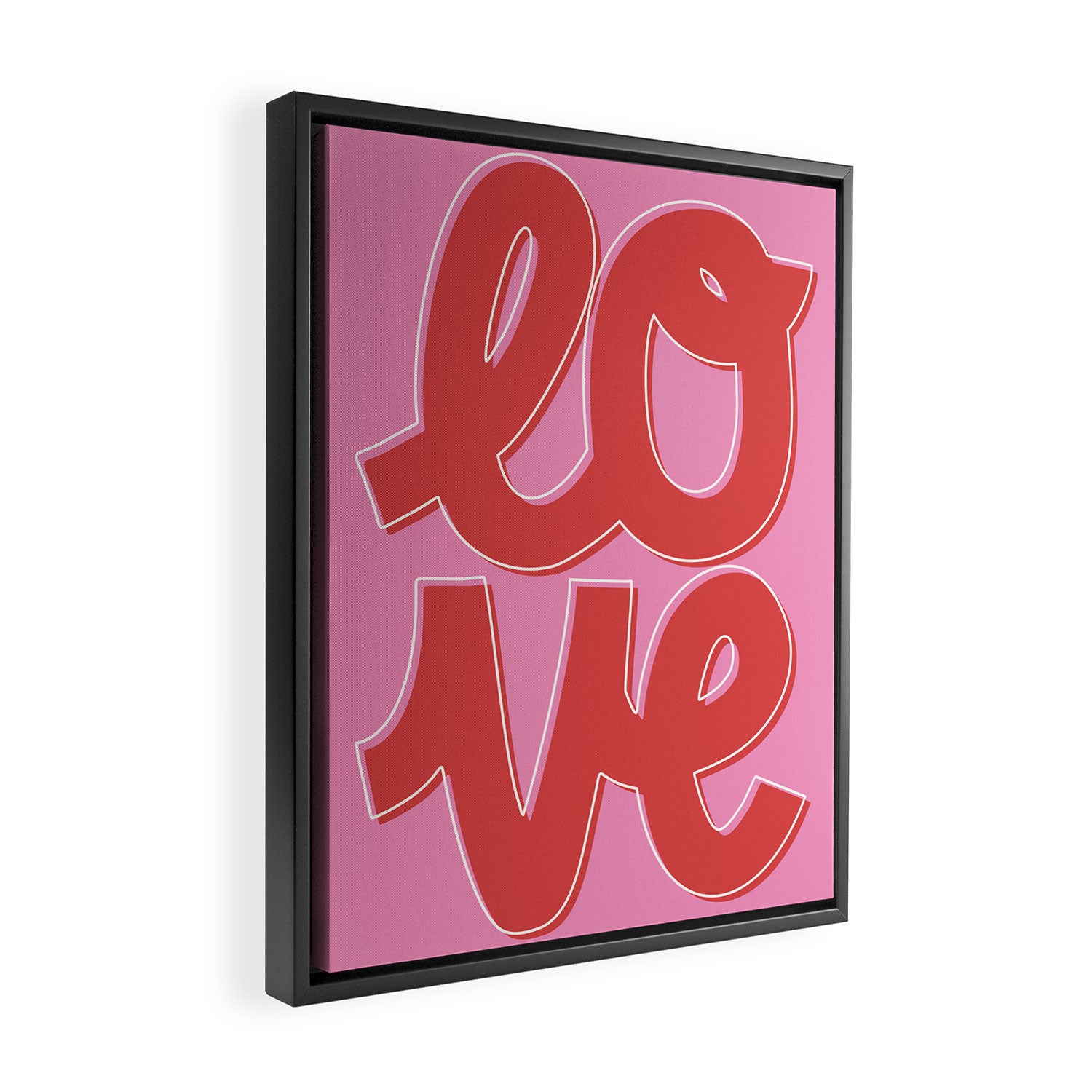 Love Script Pink Red Framed Canvas Print Gallery Image 2