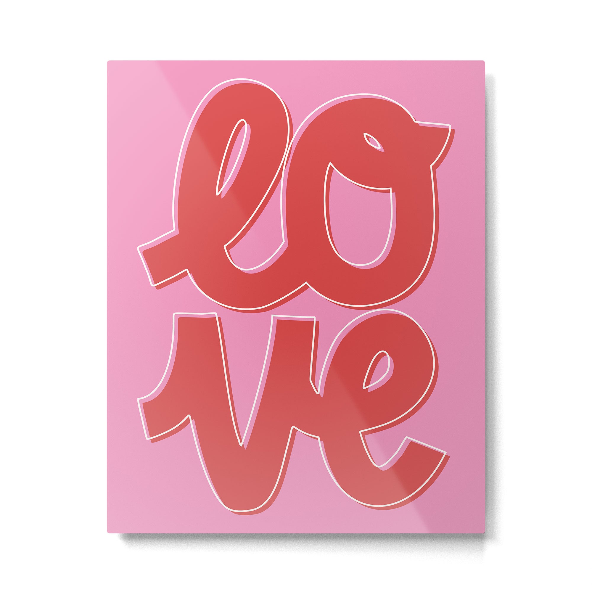 Love Script Pink Red Metal Print Gallery Image 4