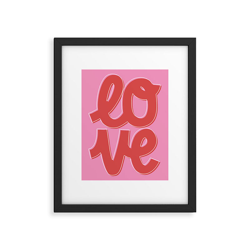 Love Script Pink Red Framed Art Print Gallery Image 5