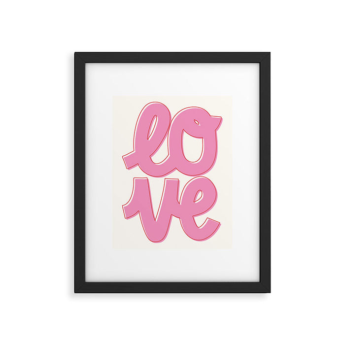 Love Script Pink Framed Art Print Gallery Image 1