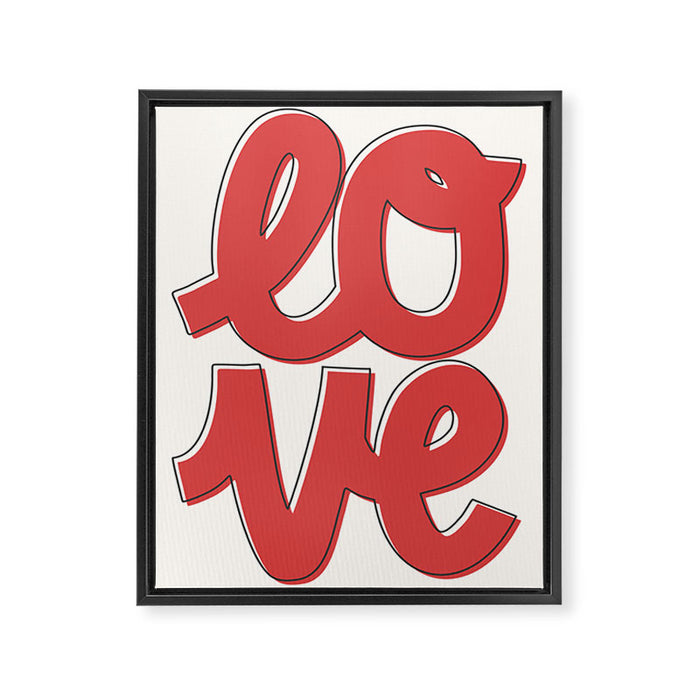 Love Script Red Framed Canvas Print Gallery Image 1