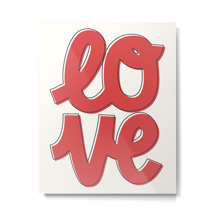 Love Script Red Metal Print Gallery Image 1