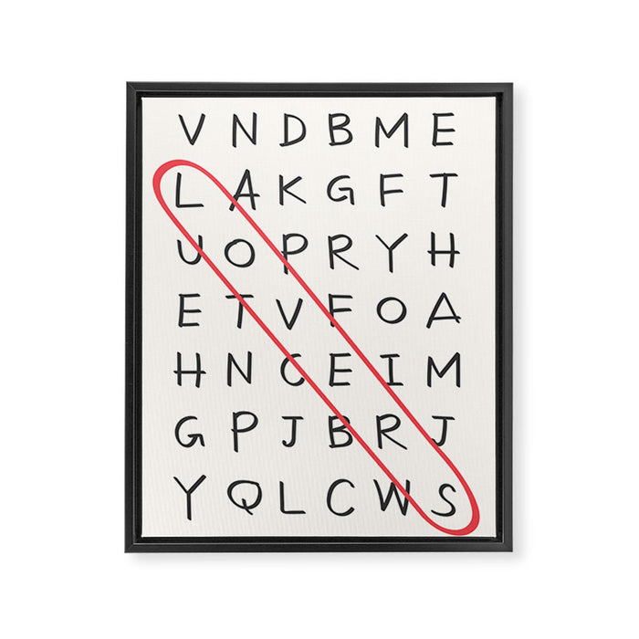 Lovers Word Search Framed Canvas Print Gallery Image 1