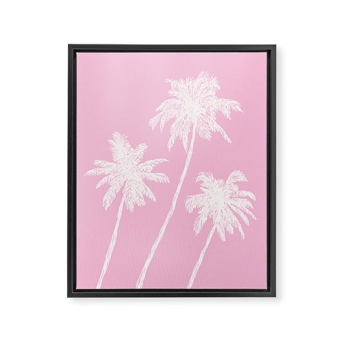 Pink Palm Trees Framed Canvas Print Gallery Image 1