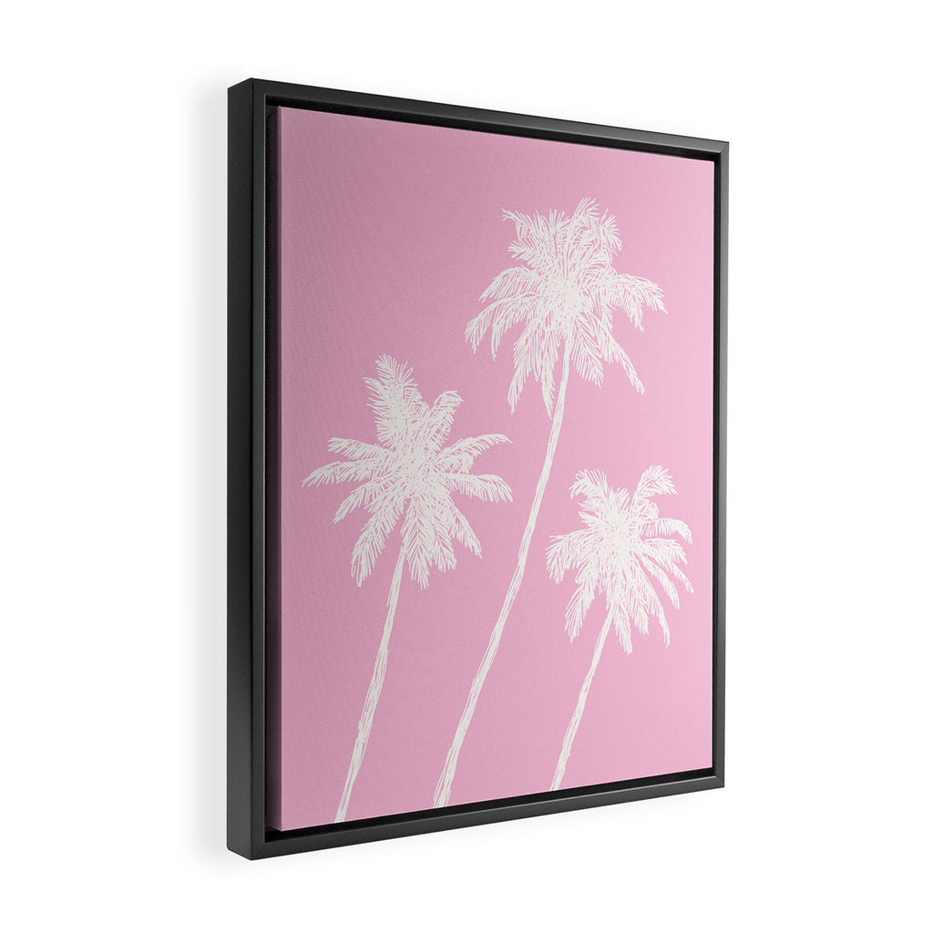 Pink Palm Trees Framed Canvas Print Gallery Image 2