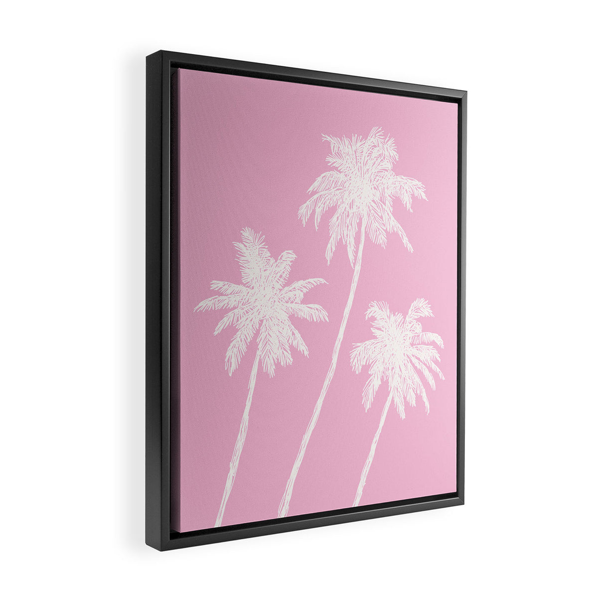 Pink Palm Trees Framed Canvas Print Gallery Image 2