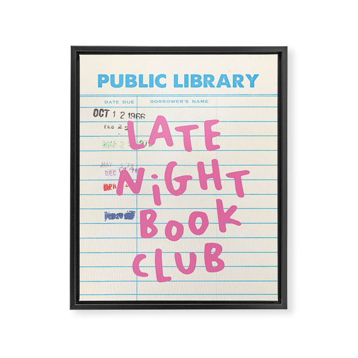 Public Library Late Night Book Club Framed Canvas Print Gallery Image 1