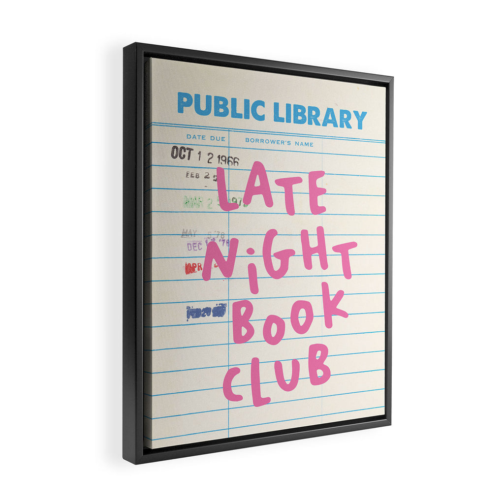 Public Library Late Night Book Club Framed Canvas Print Gallery Image 2