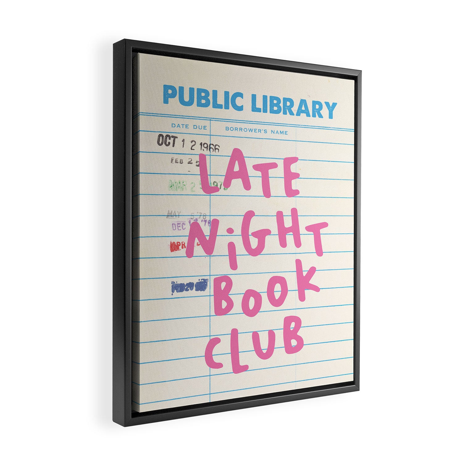 Public Library Late Night Book Club Framed Canvas Print Gallery Image 2