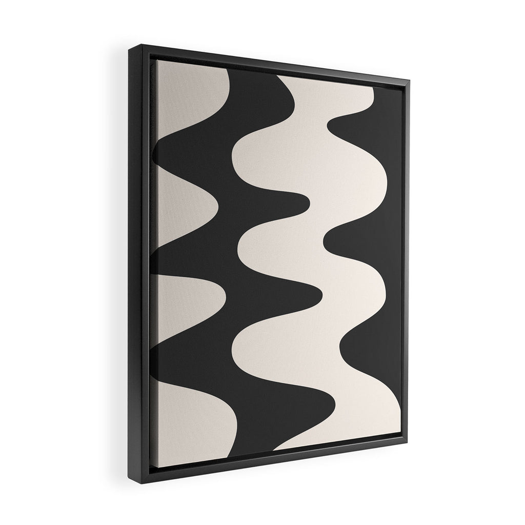 Retro Abstract Black White Framed Canvas Print Gallery Image 2
