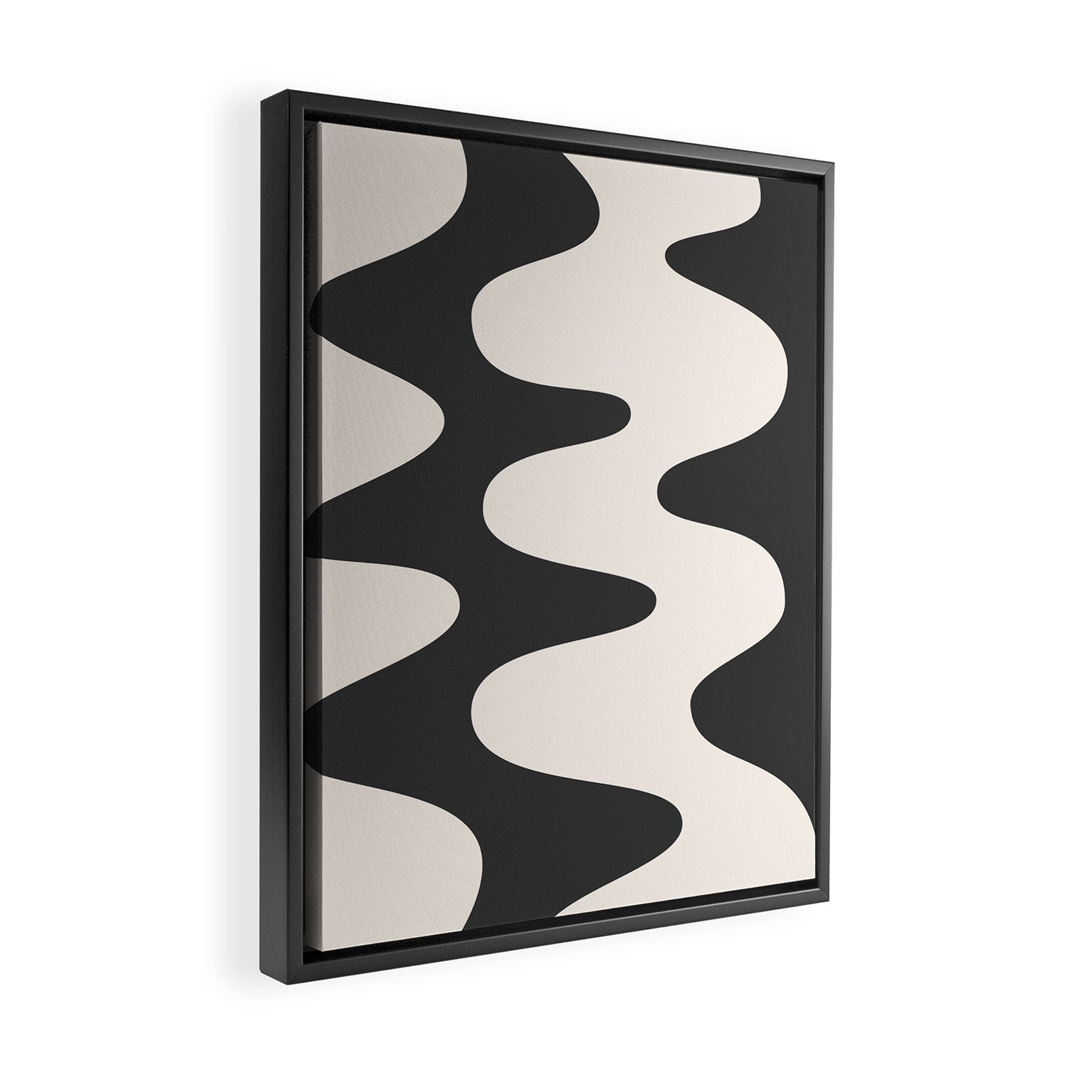 Retro Abstract Black White Framed Canvas Print Gallery Image 2
