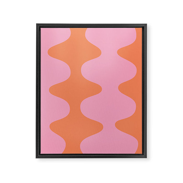 Retro Abstract Orange Pink Framed Canvas Print Gallery Image 1