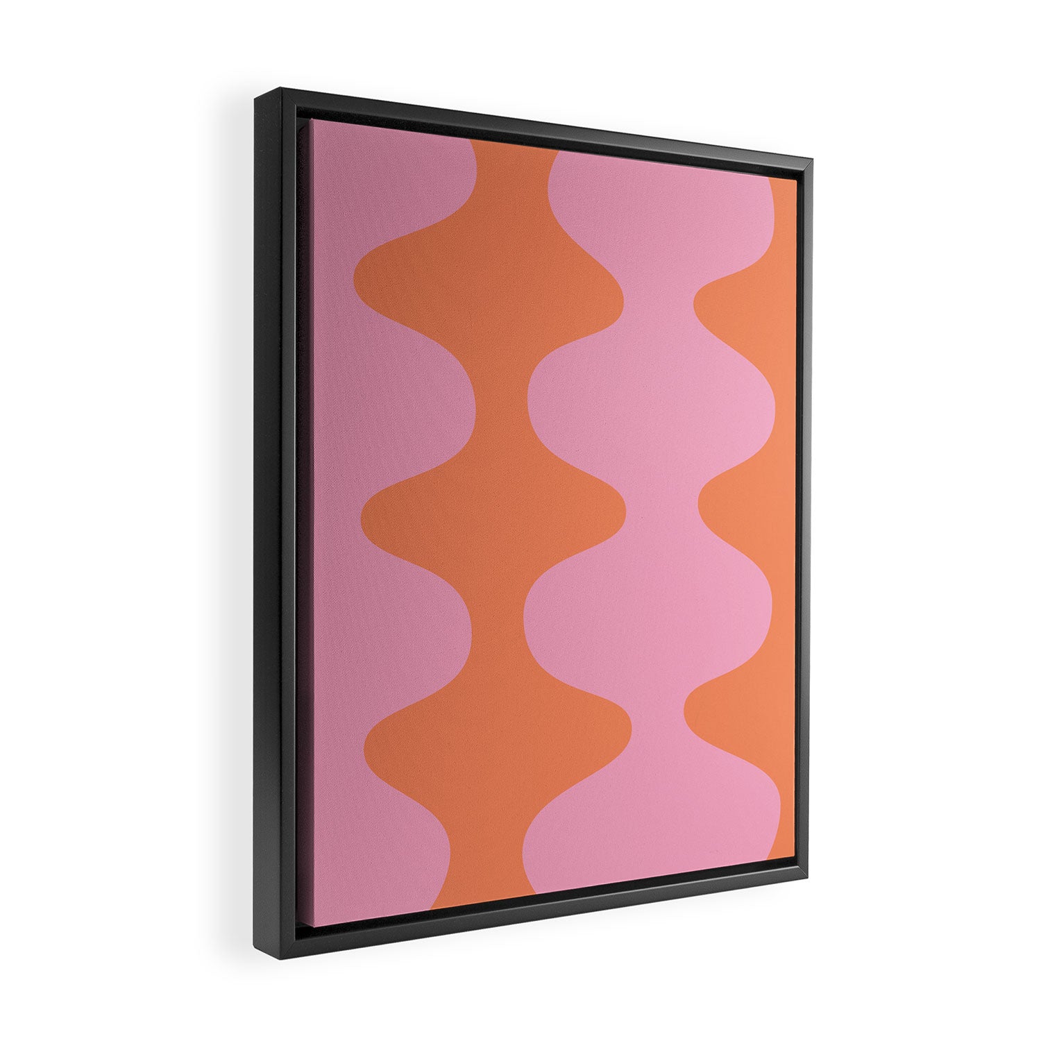 Retro Abstract Orange Pink Framed Canvas Print Gallery Image 2