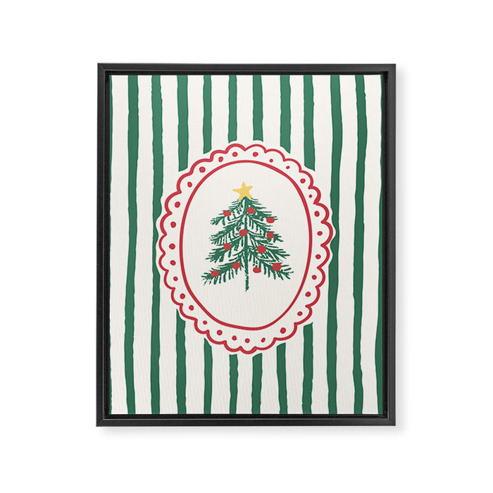 Striped Christmas Tree Frame Framed Canvas Print Gallery Image 1