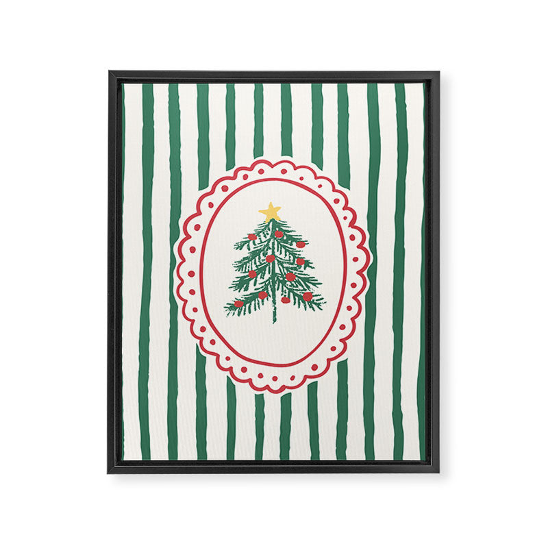 Striped Christmas Tree Frame Framed Canvas Print Gallery Image 6