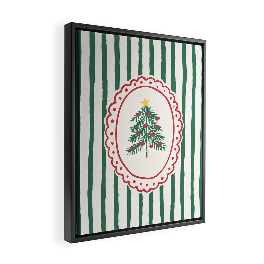Striped Christmas Tree Frame Framed Canvas Print Gallery Image 2