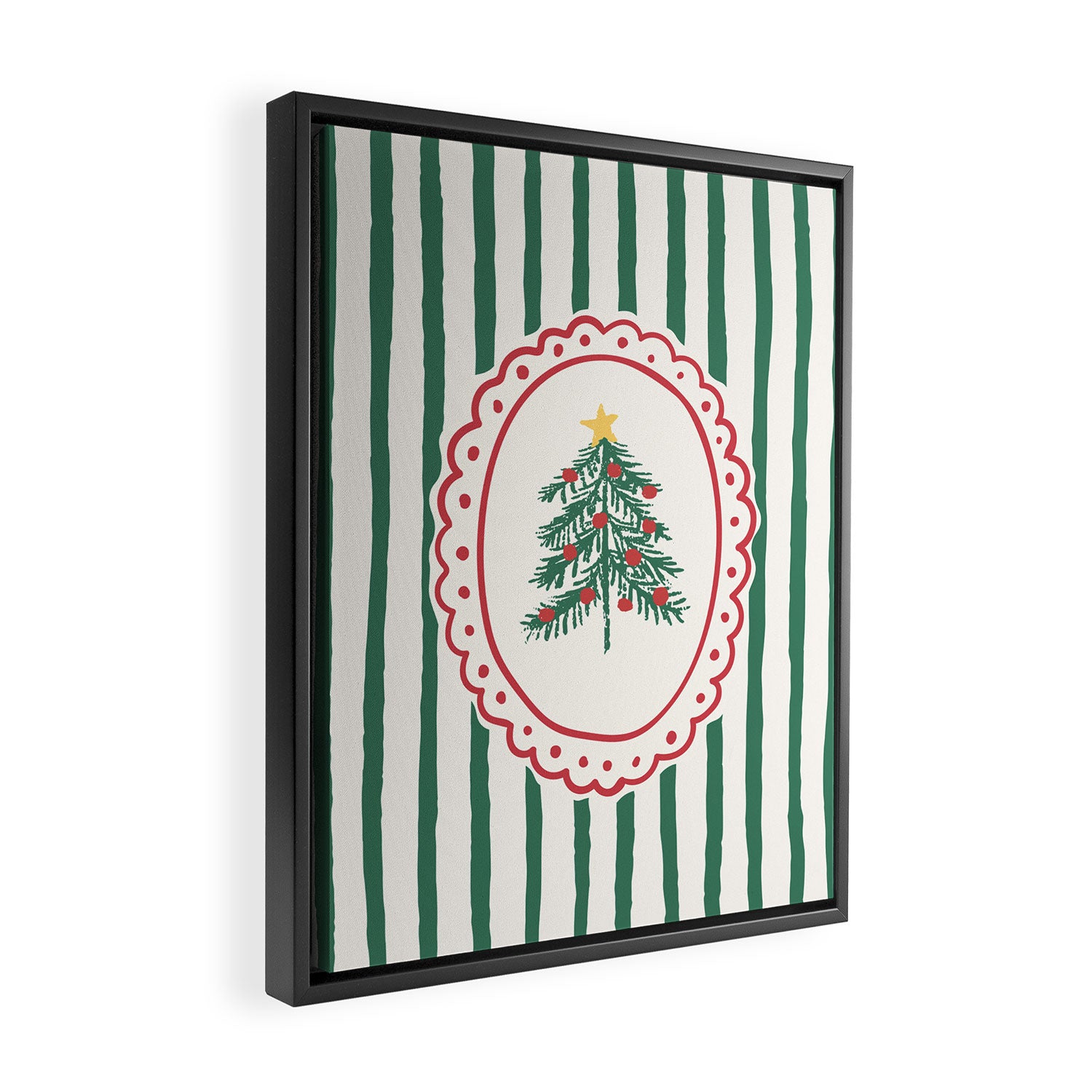 Striped Christmas Tree Frame Framed Canvas Print Gallery Image 2