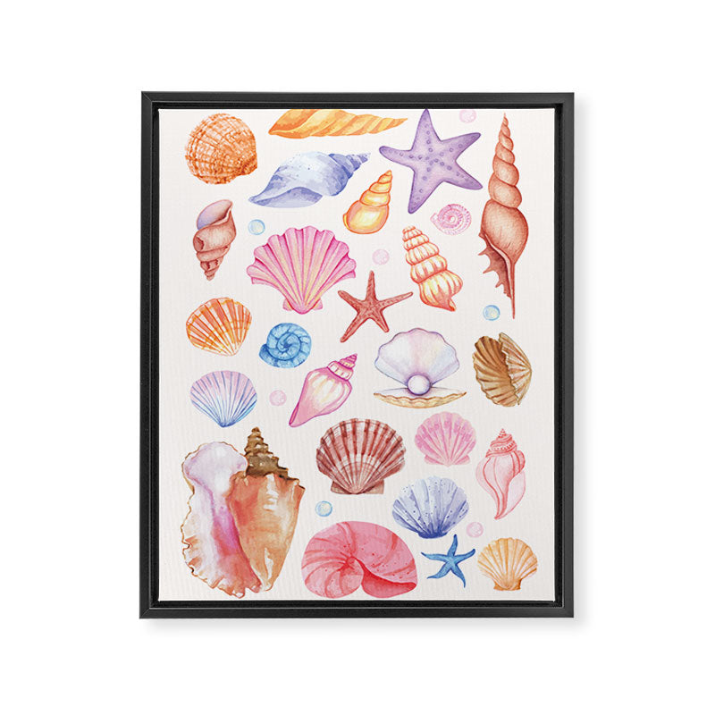 Watercolor Seashells Framed Canvas Print Gallery Image 6