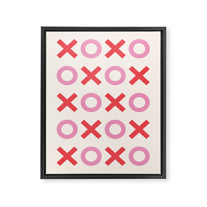 XOXO Pink Red Framed Canvas Print Gallery Image 1