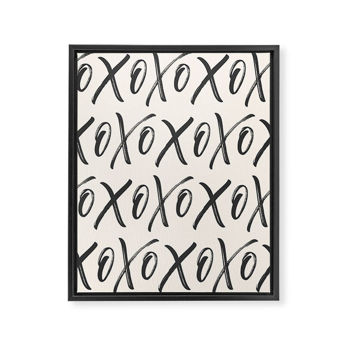 XOXO Script Black Framed Canvas Print Gallery Image 1
