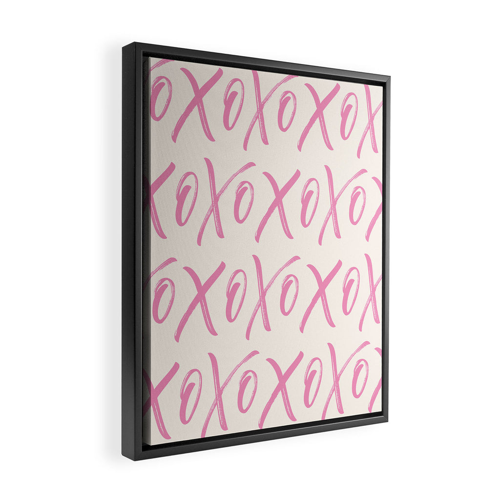 XOXO Script Pink Framed Canvas Print Gallery Image 2