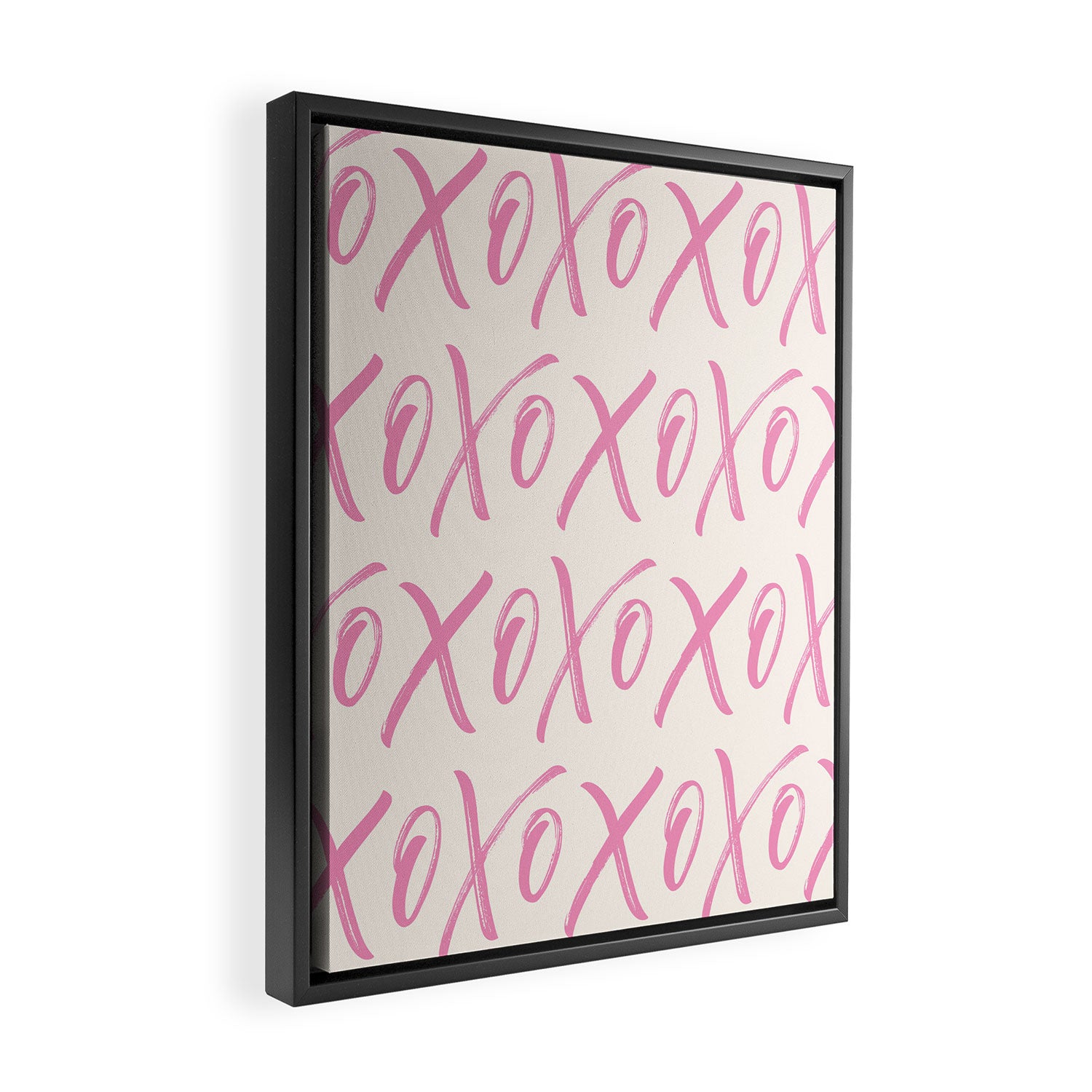 XOXO Script Pink Framed Canvas Print Gallery Image 2