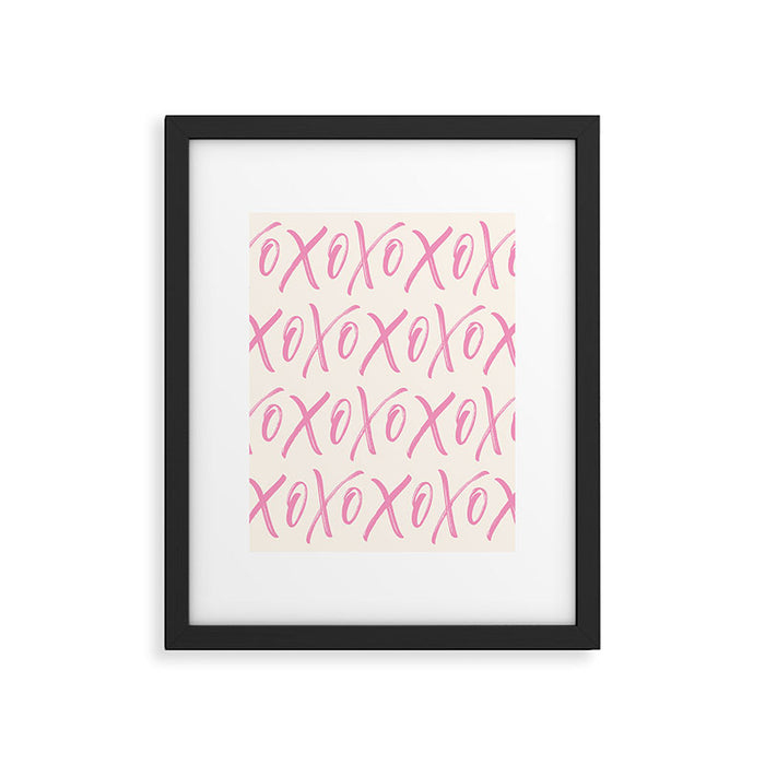XOXO Script Pink Framed Art Print Gallery Image 1