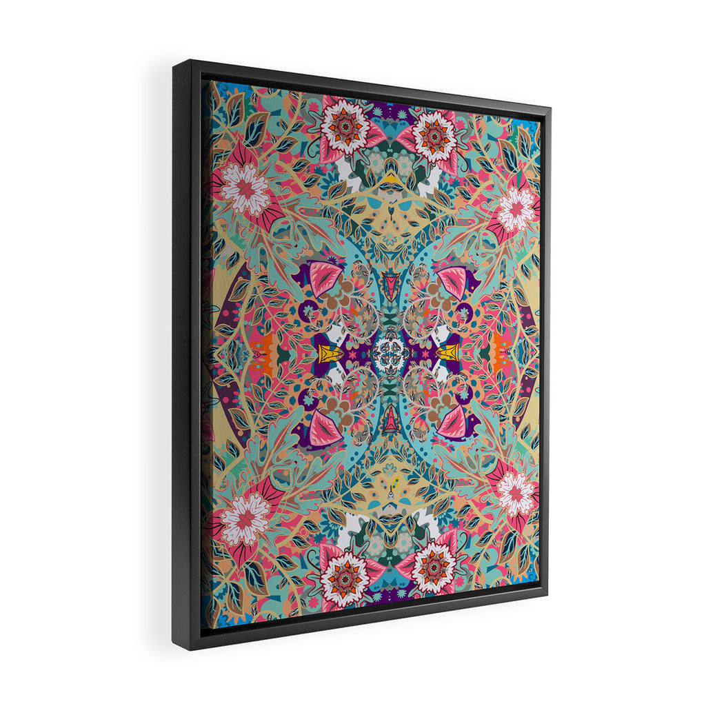 Mandala - Turquoise Boho Framed Canvas Print Gallery Image 2