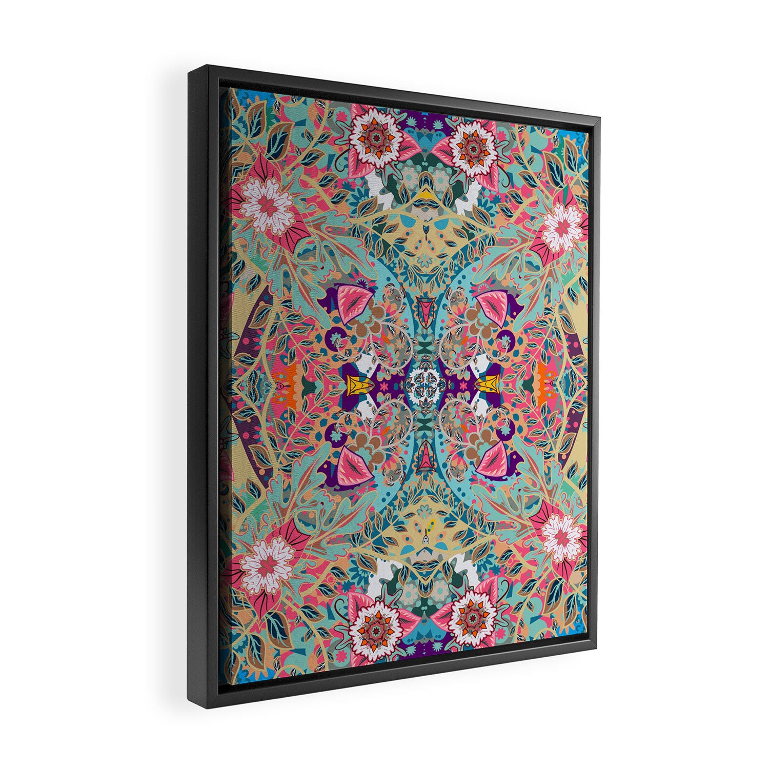 Mandala - Turquoise Boho Framed Canvas Print Gallery Image 2
