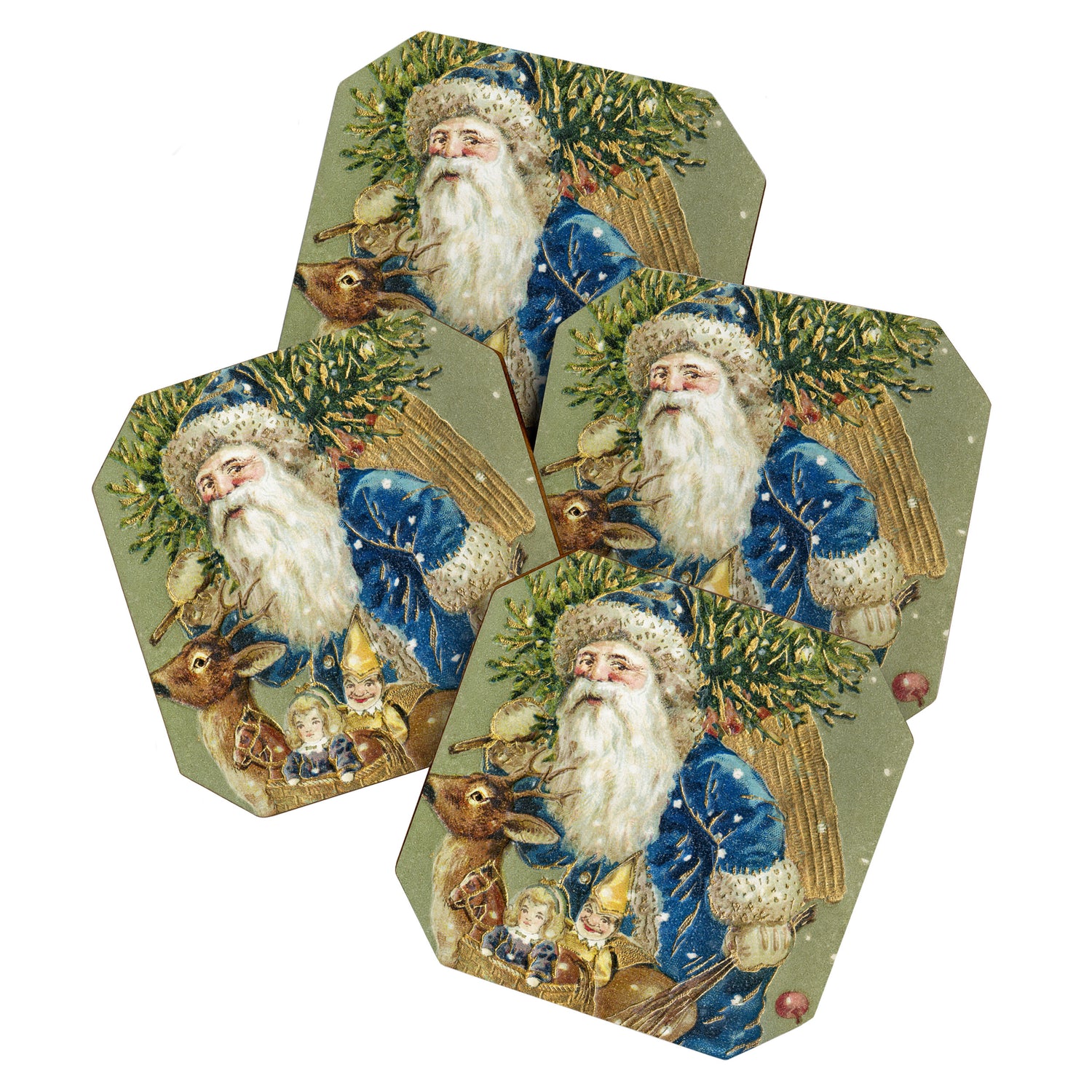 A Merry Christmas 1900 Father Christmas Festive Vintage Santa Antique Art Coaster Gallery Image 1